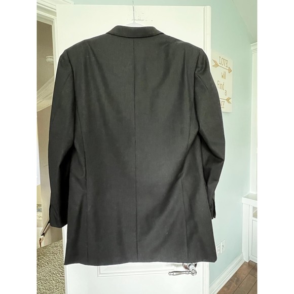 Bernini Beverly Hills Canali Wool Black Striped Suit Jacket Size 56 - Picture 3 of 11